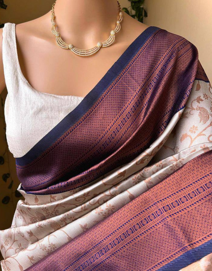 Kirti White Soft Silk Saree