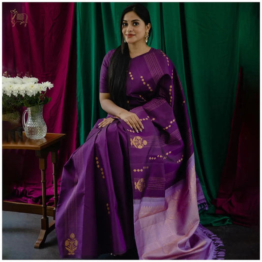 Paru Purple Banarasi Silk Saree