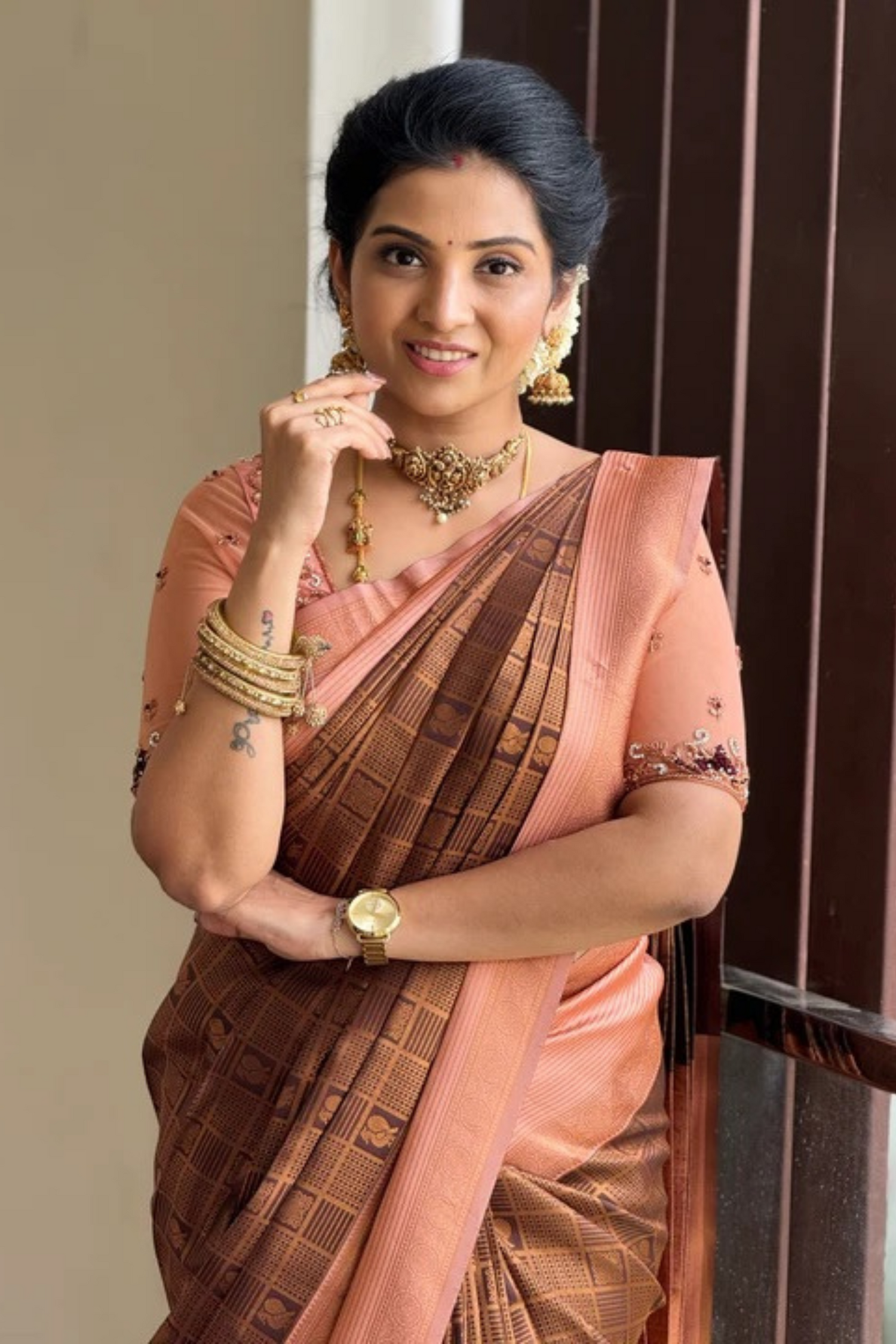 Radiant Ombre Brown Silk Saree