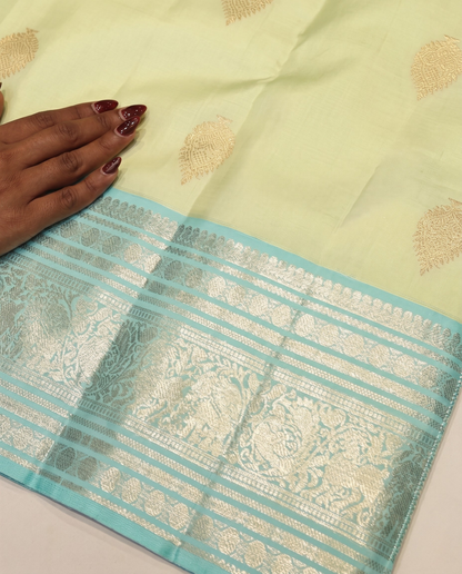 Menka - Pastel Kanjivaram Silk Saree with Zari Border