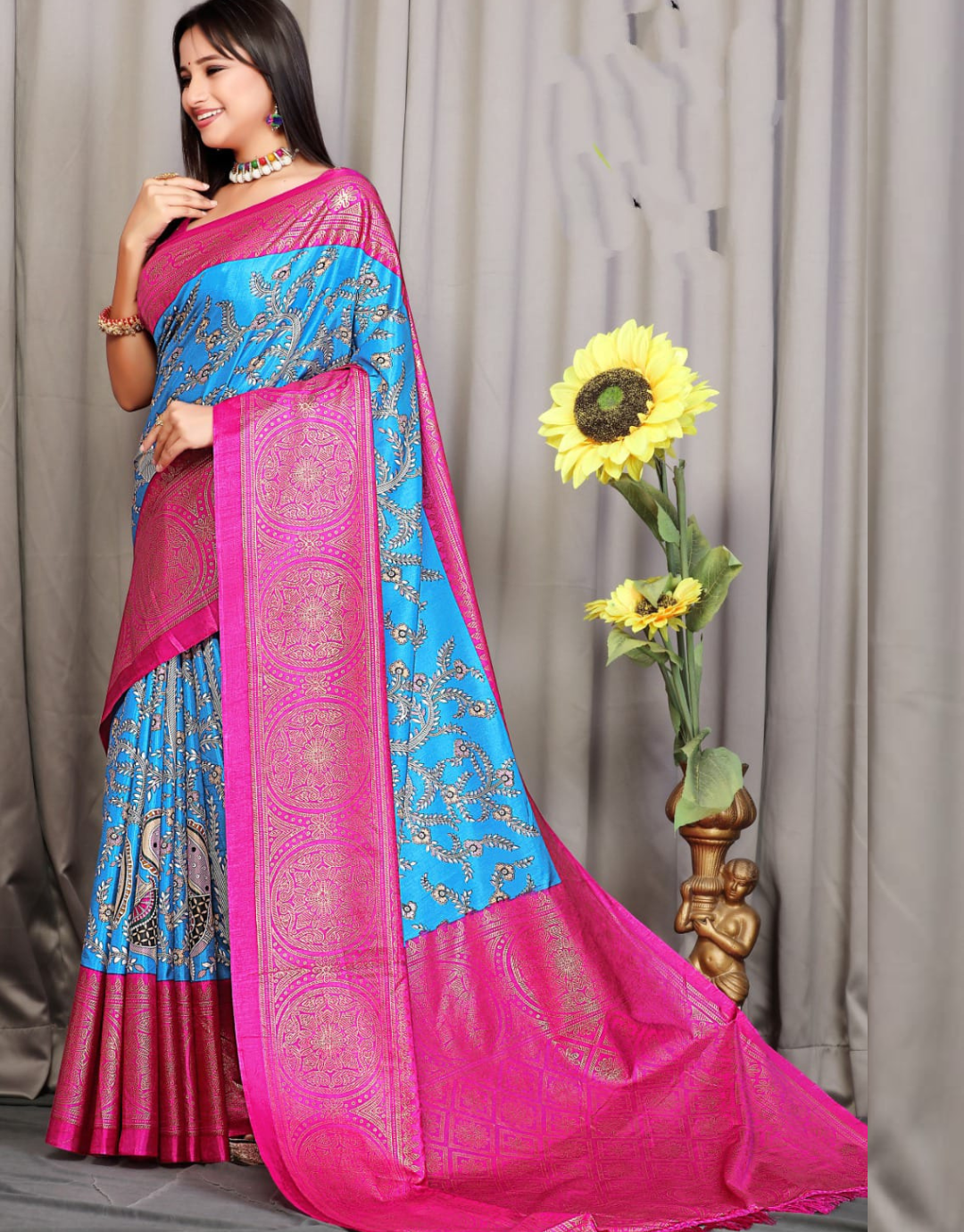 Yamini Sky Blue Soft Silk Saree