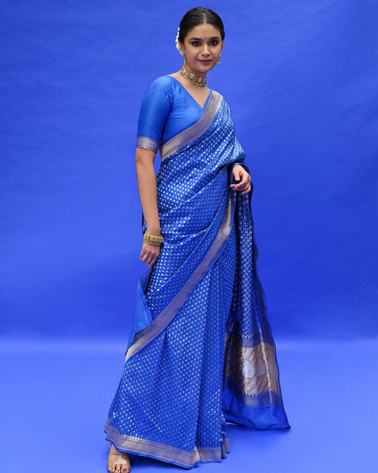 Barkha Blue Soft Silk Saree