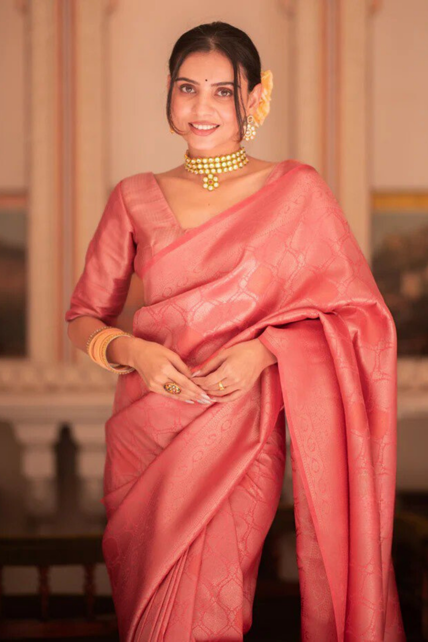 Blush Gleam - Banarasi Silk Saree