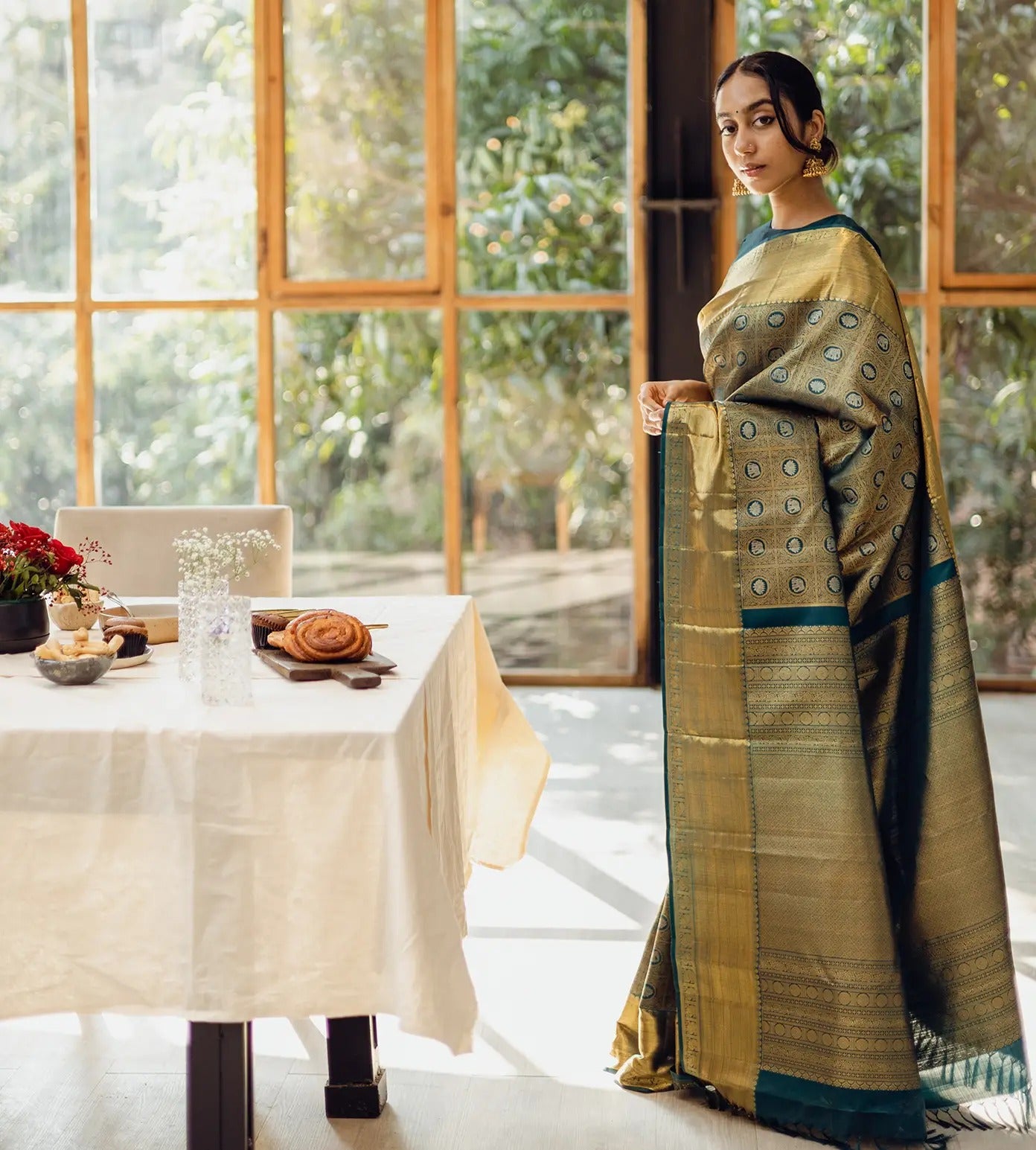 Heta RamaGreen Banarasi Silk Saree