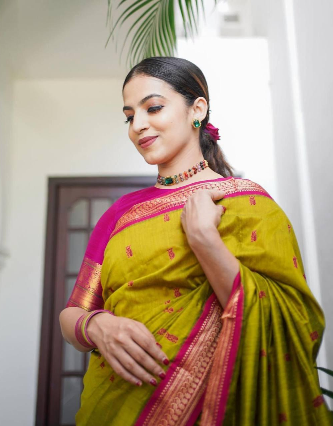 Anjali Burnt Yellow Cotton Silk Saree