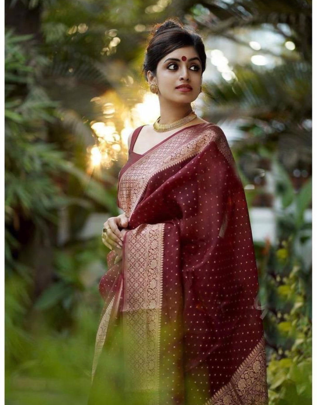 Rohini Maroon Banarasi saree