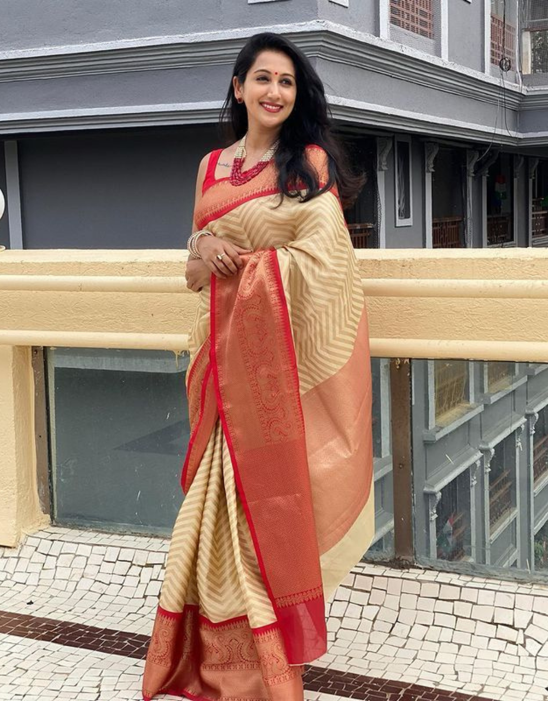 Rahi beige Banarasi Silk Saree