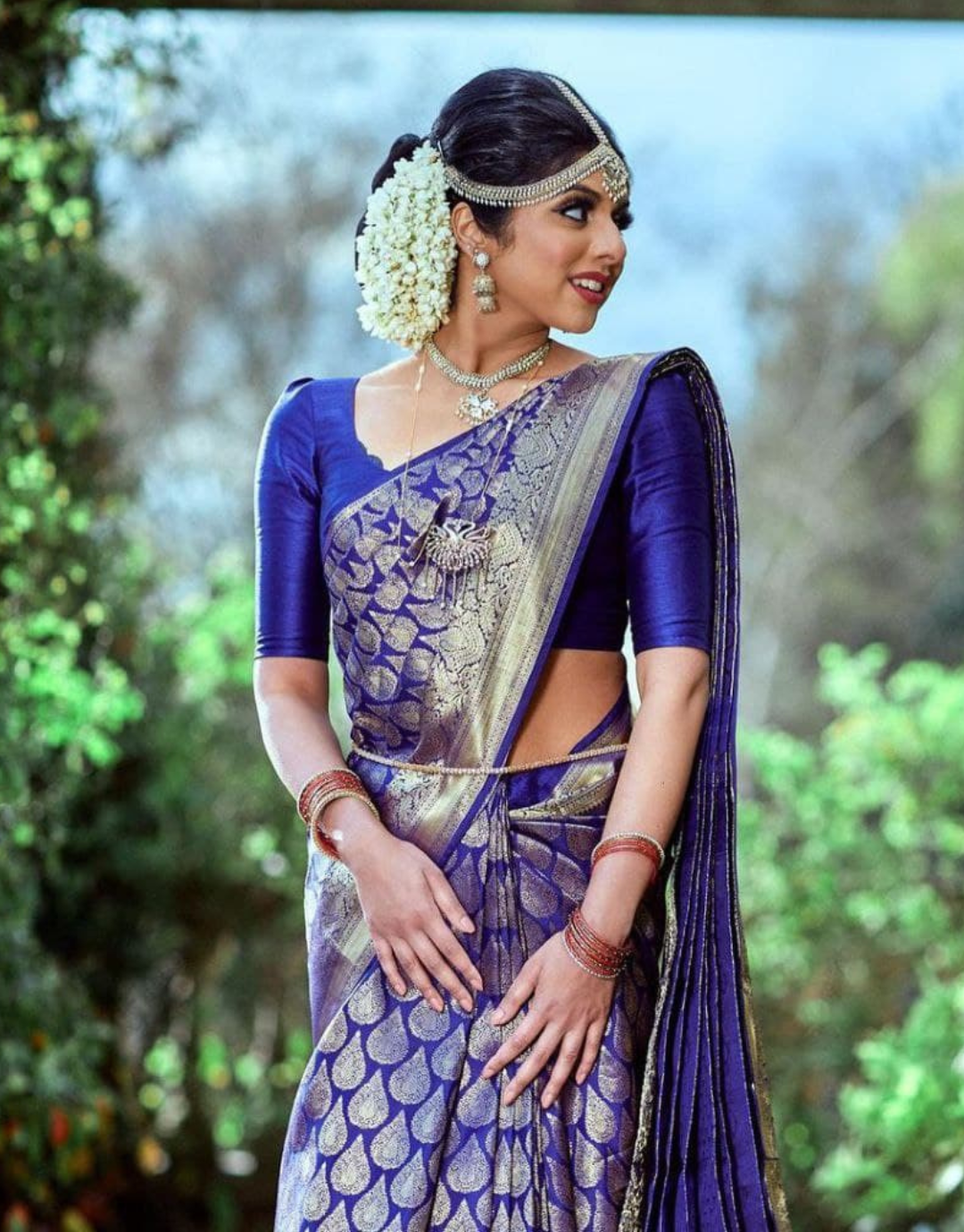 Usha Royal Blue Kanchipuram Saree