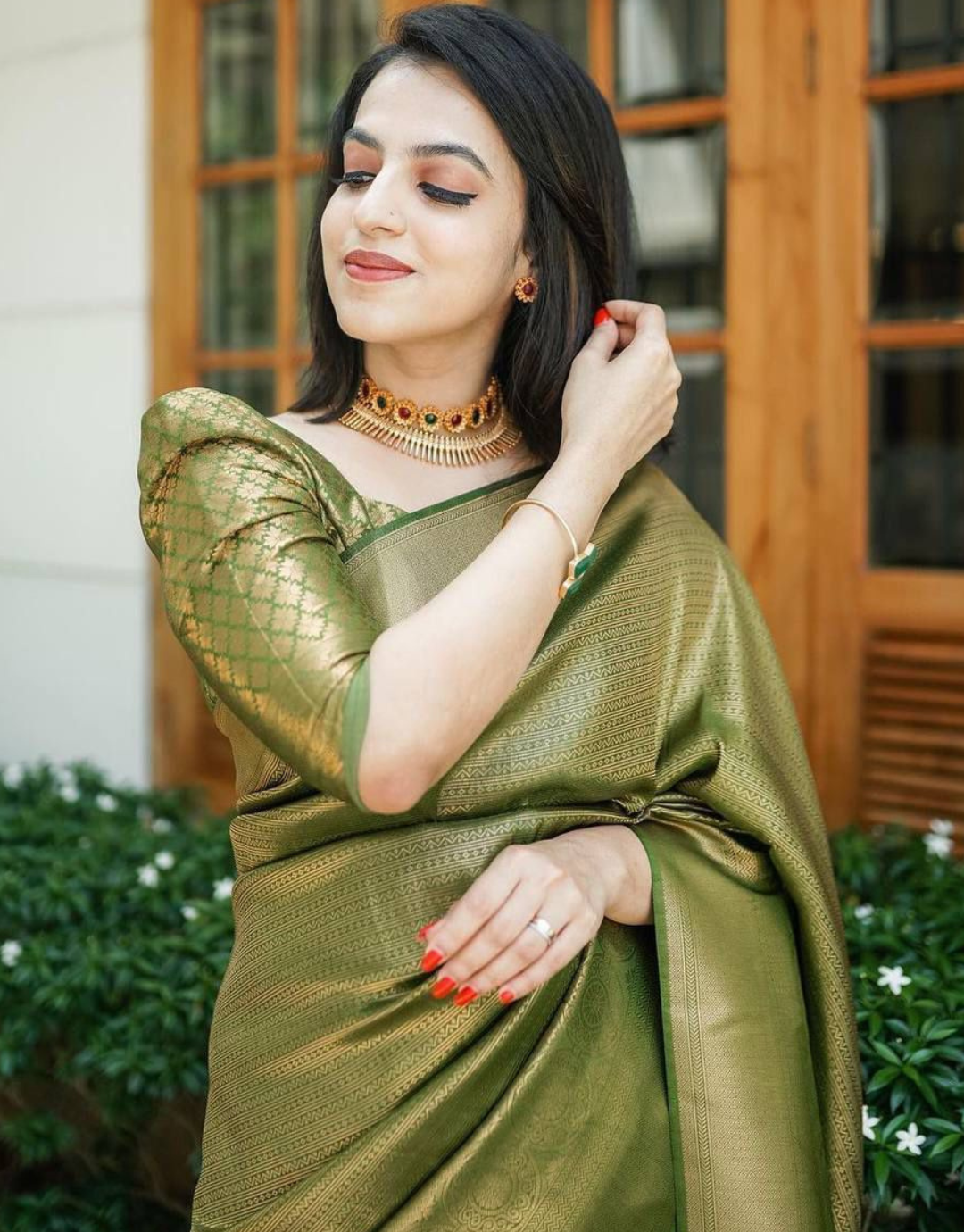 Shivani Green Kanchipuram saree