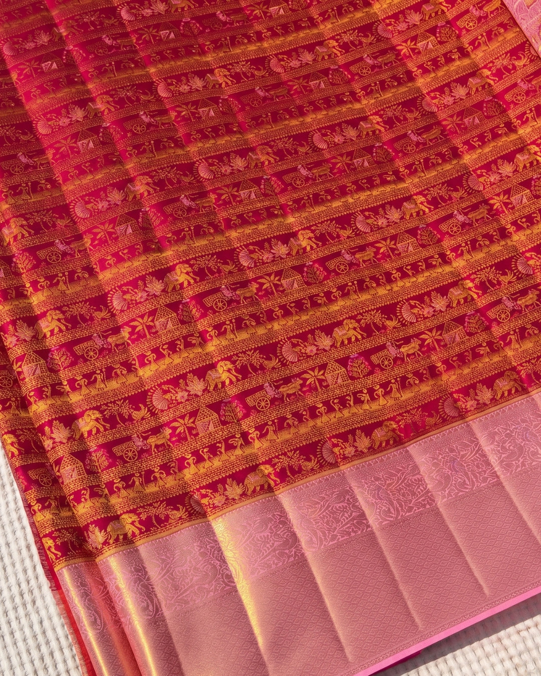 Yashika - Royal Pink Temple Weave Saree