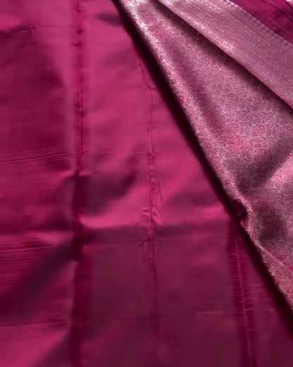 Tanaya - Gold Silk Saree with Rani Pink Brocade Border