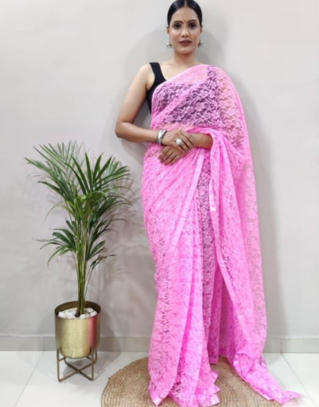 Rohini Light Pink Brasso Saree