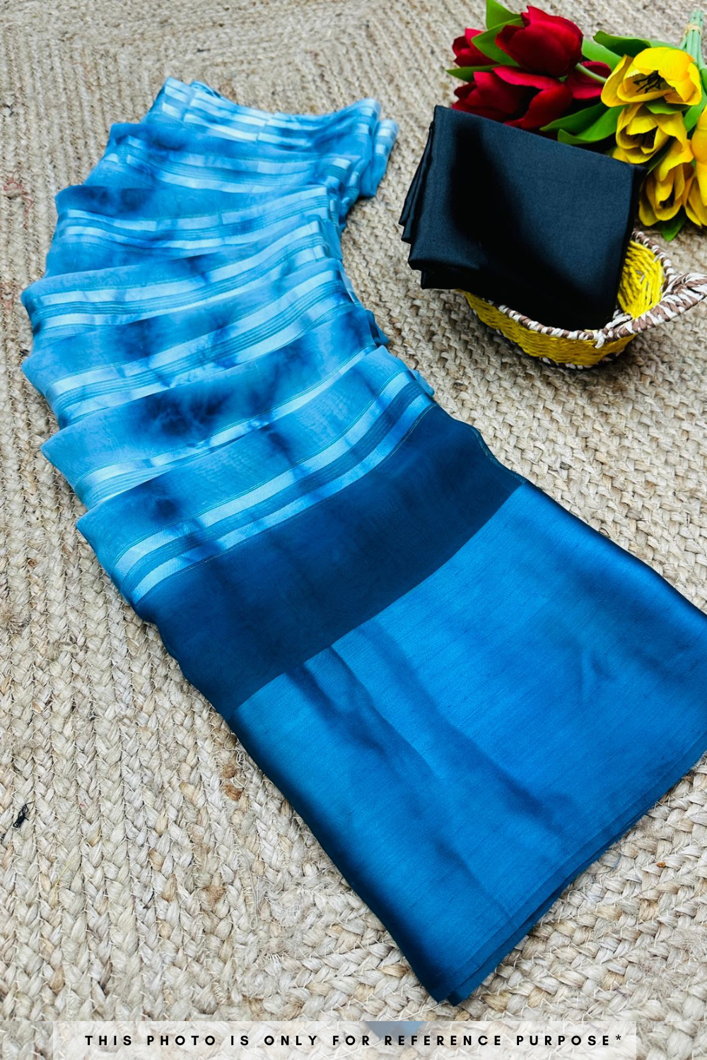 Digisha Sky Blue Georgette Silk Saree