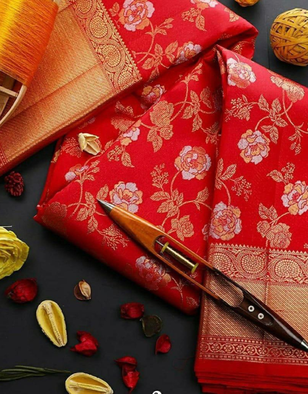 Selena Red Lichi Silk Saree