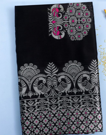 Mona Black Soft Silk Saree