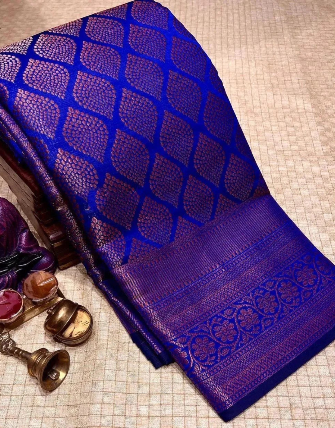 Anandi RoyalBlue Soft Kanchipuram Silk Saree