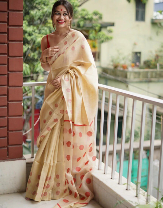 Janvi OffWhite Manipuri Cotton Silk Saree