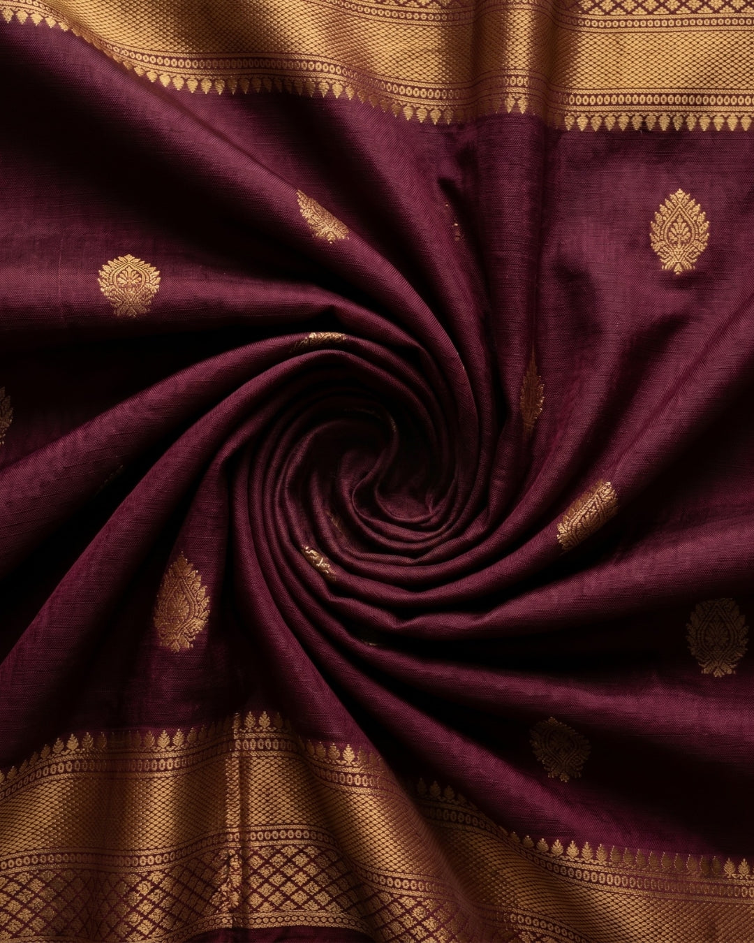 Yutika – Maroon Banarasi Heritage Woven Saree