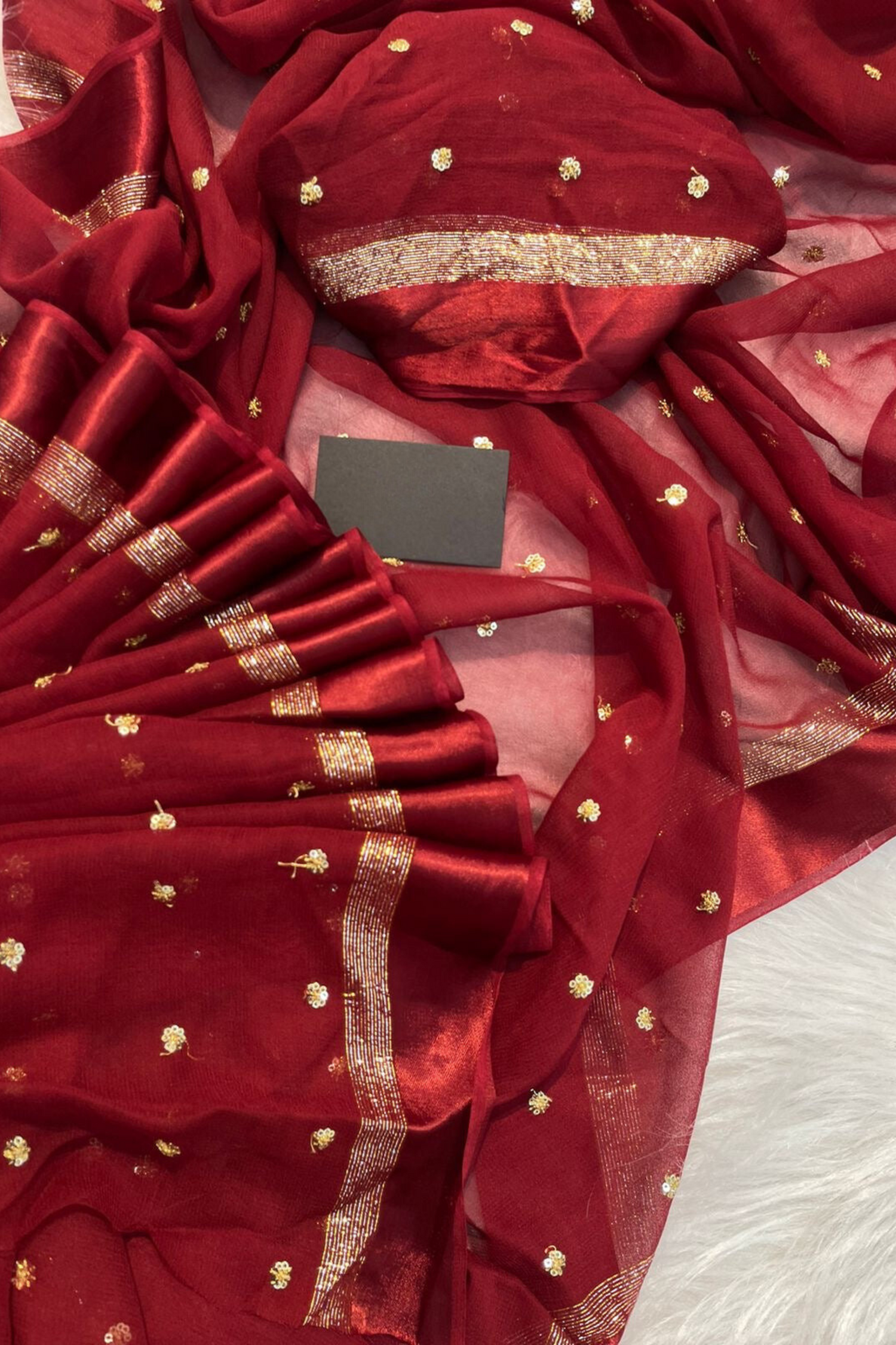 Royal - Crimson Charm - Organza Silk Saree