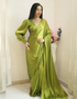 Kinjal Green Ready To Wear Satin Silk Saree