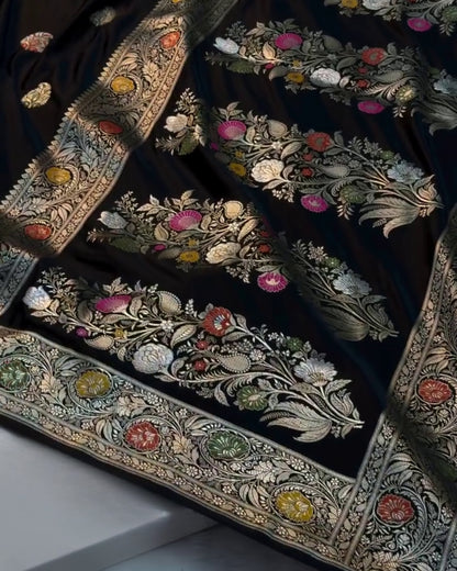 Zeel - Luxury Black Banarasi Meenakari Saree