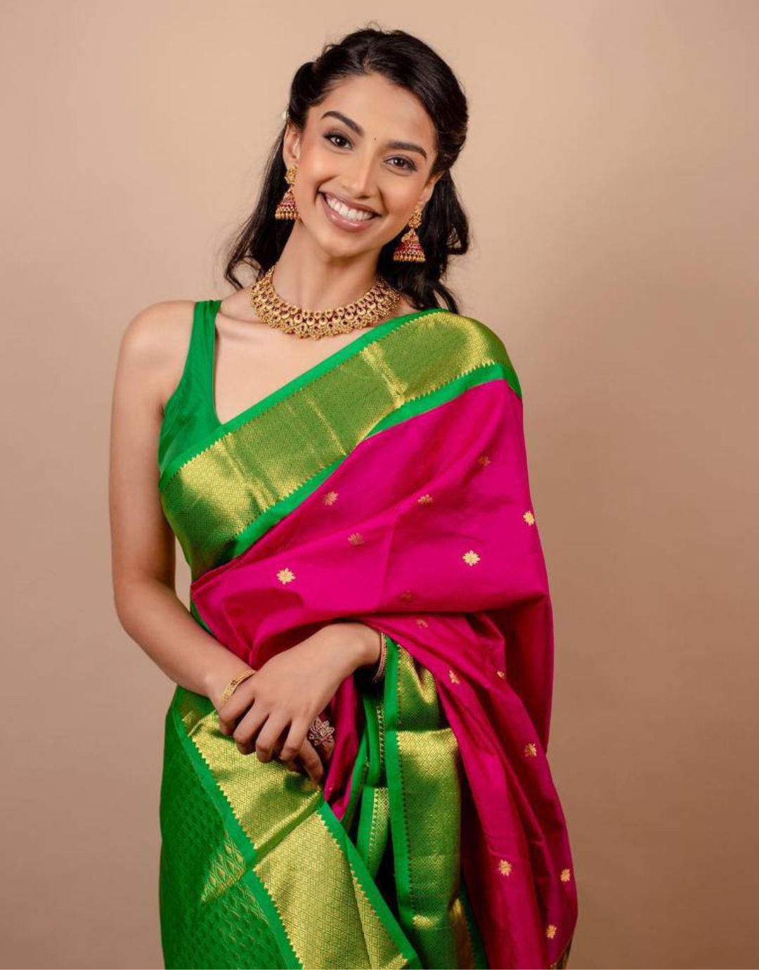 Siyani Pink Soft Silk Saree