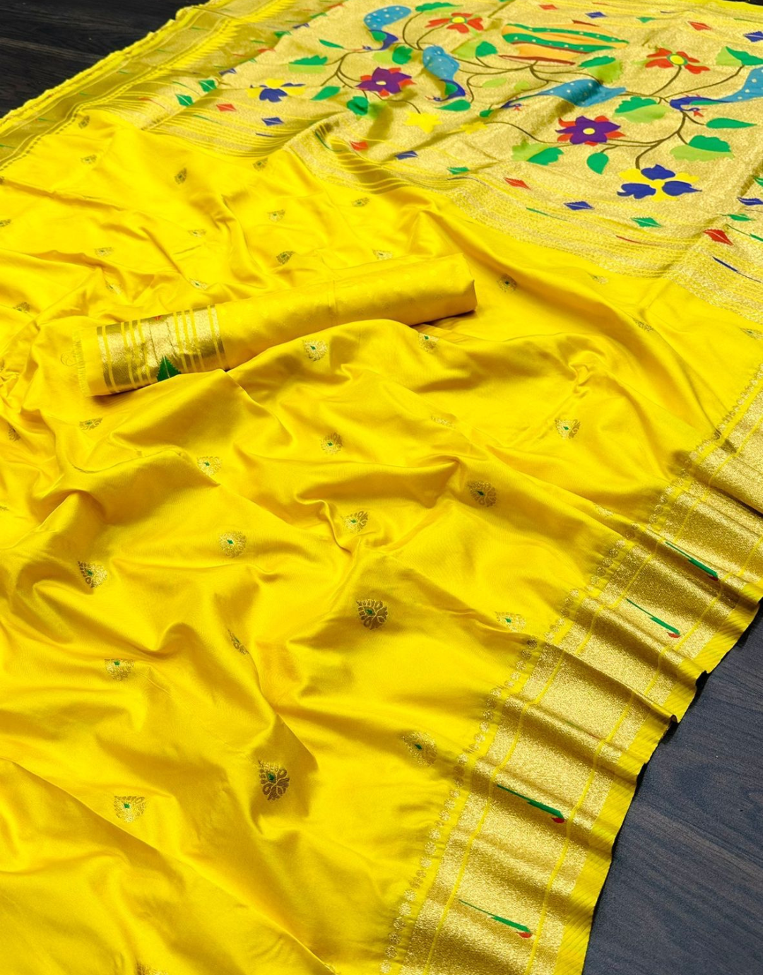 Zinal Yellow Paithani Saree