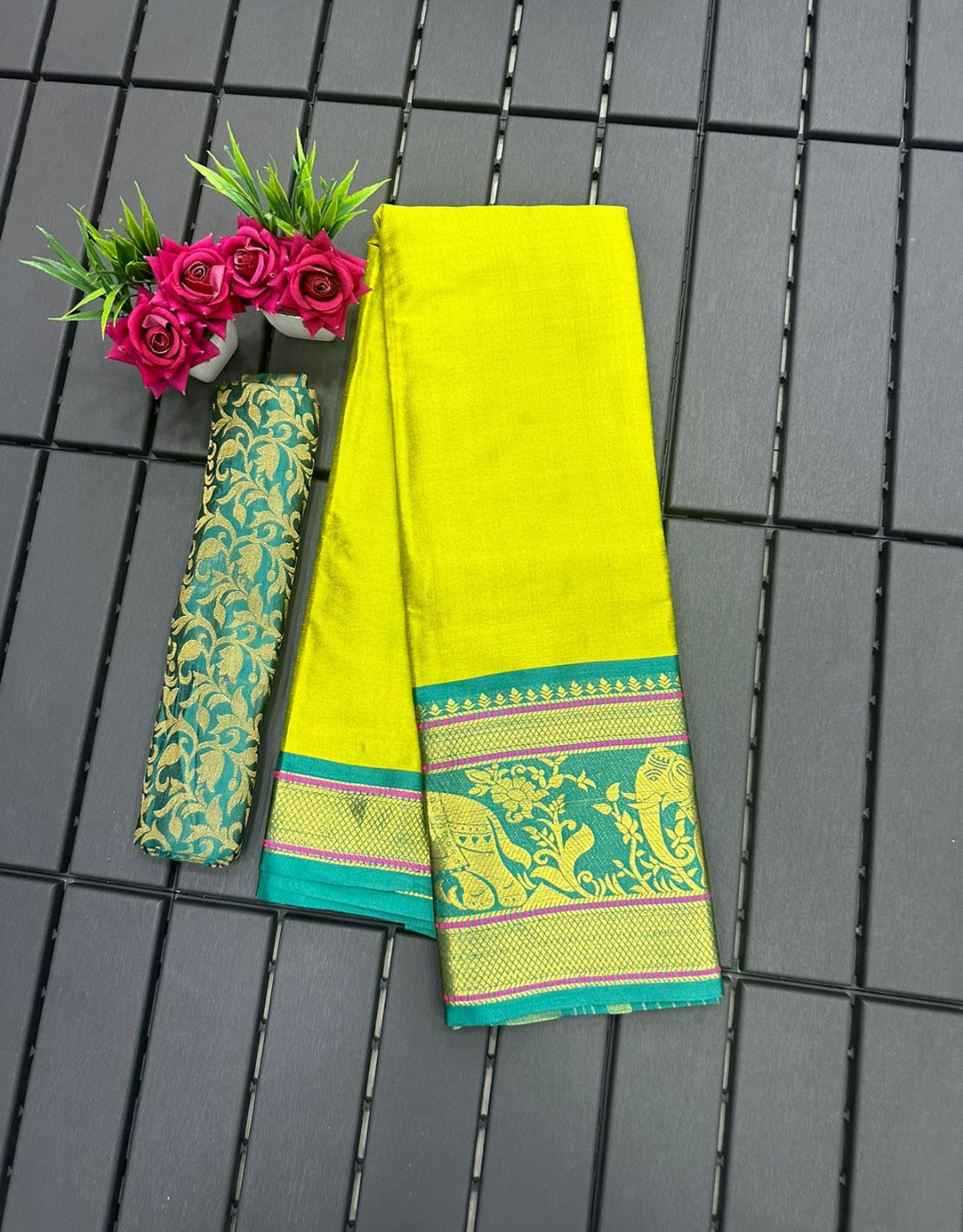 Bansi Lemon Cotton Silk Saree