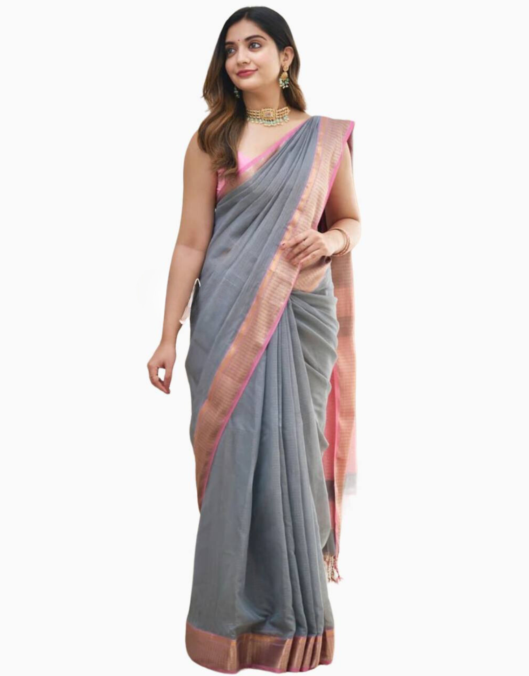 Prerna Grey Linen Cotton Saree