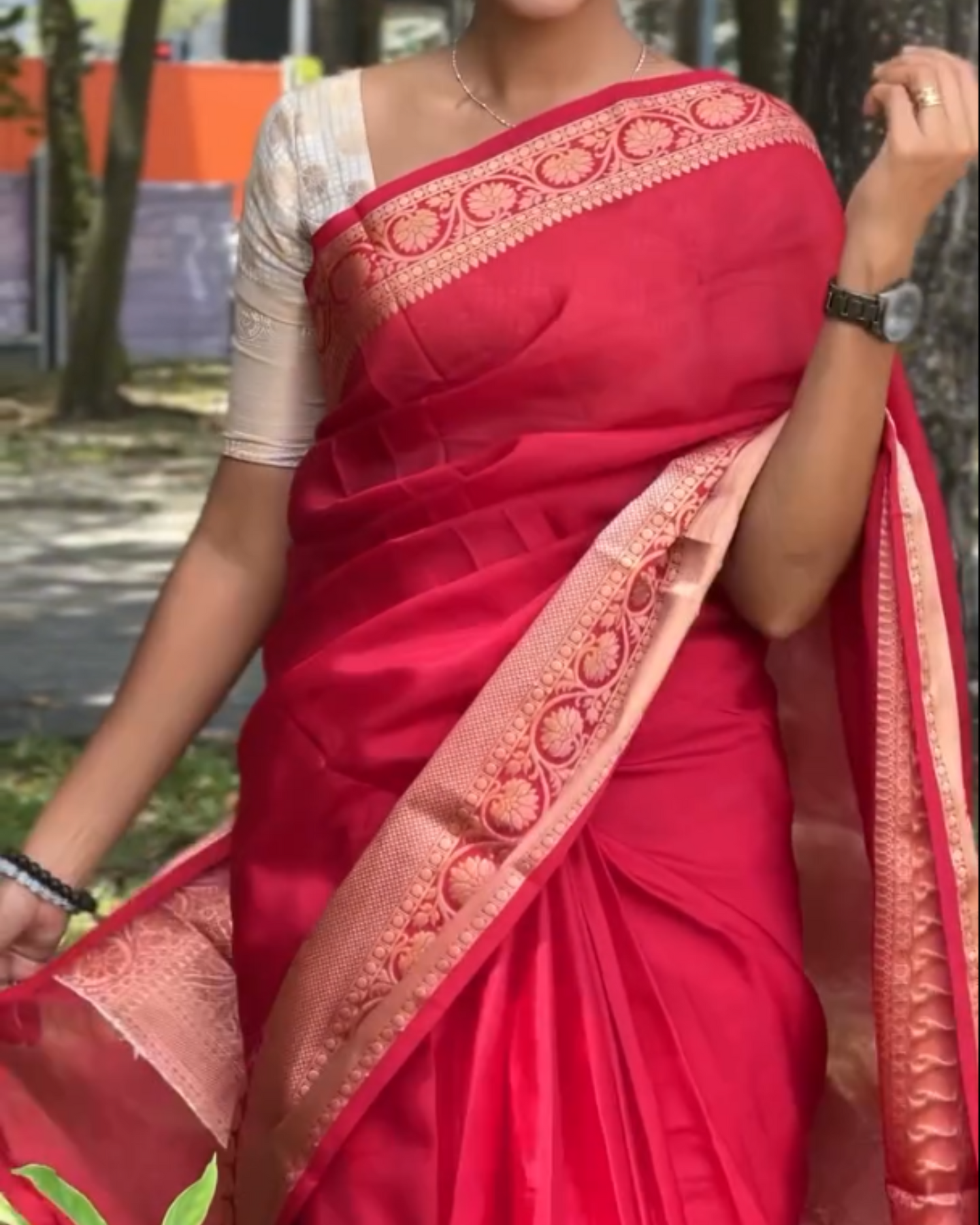 Red Radiance - Handwoven Banarasi Silk Saree