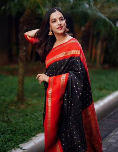 Alia Black Soft Banarasi Silk Saree