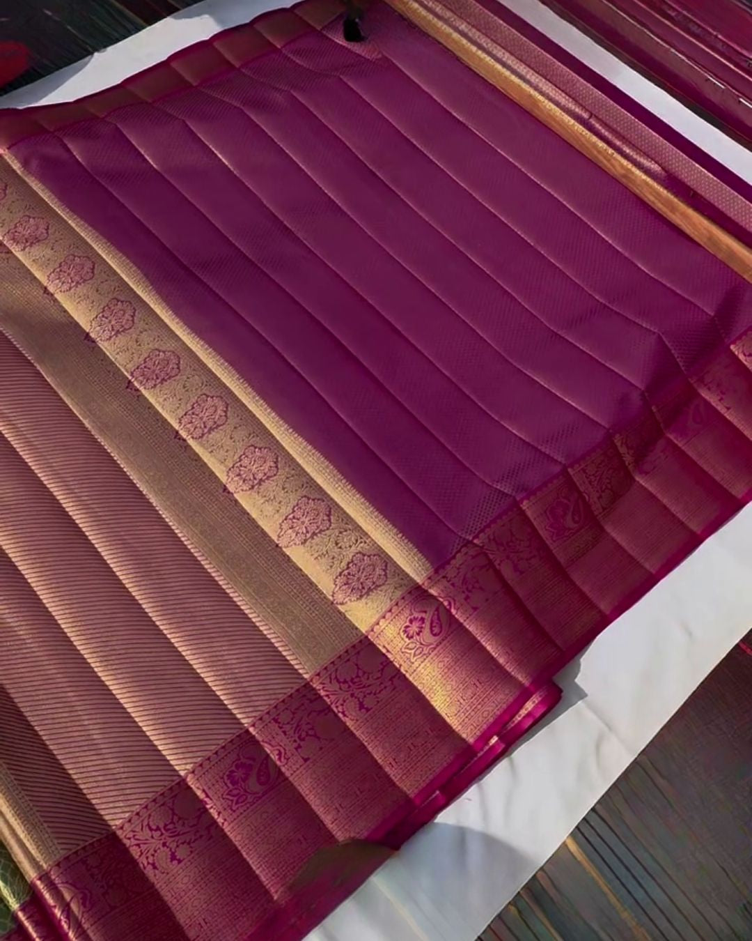 Sinjini - Olive Green  Silk Saree with Gold Zari Border