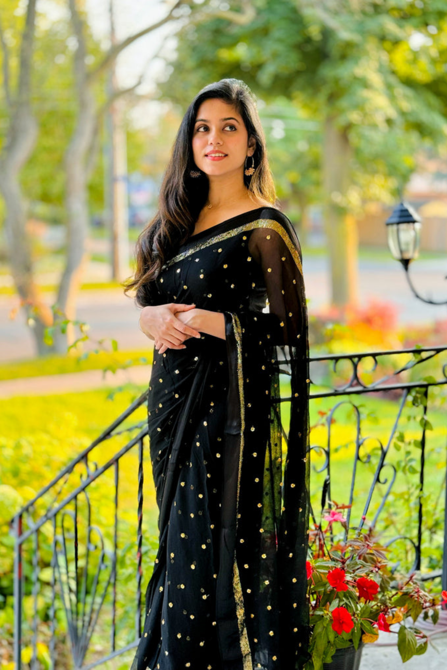 Midnight Glow - Chiffon Saree