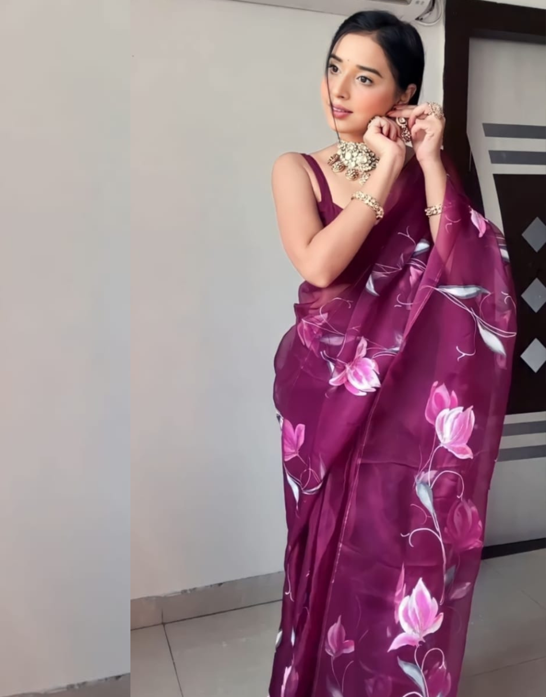 Mahi Plum Velvet 1-Minute Ready To Wear Soft Silk Saree