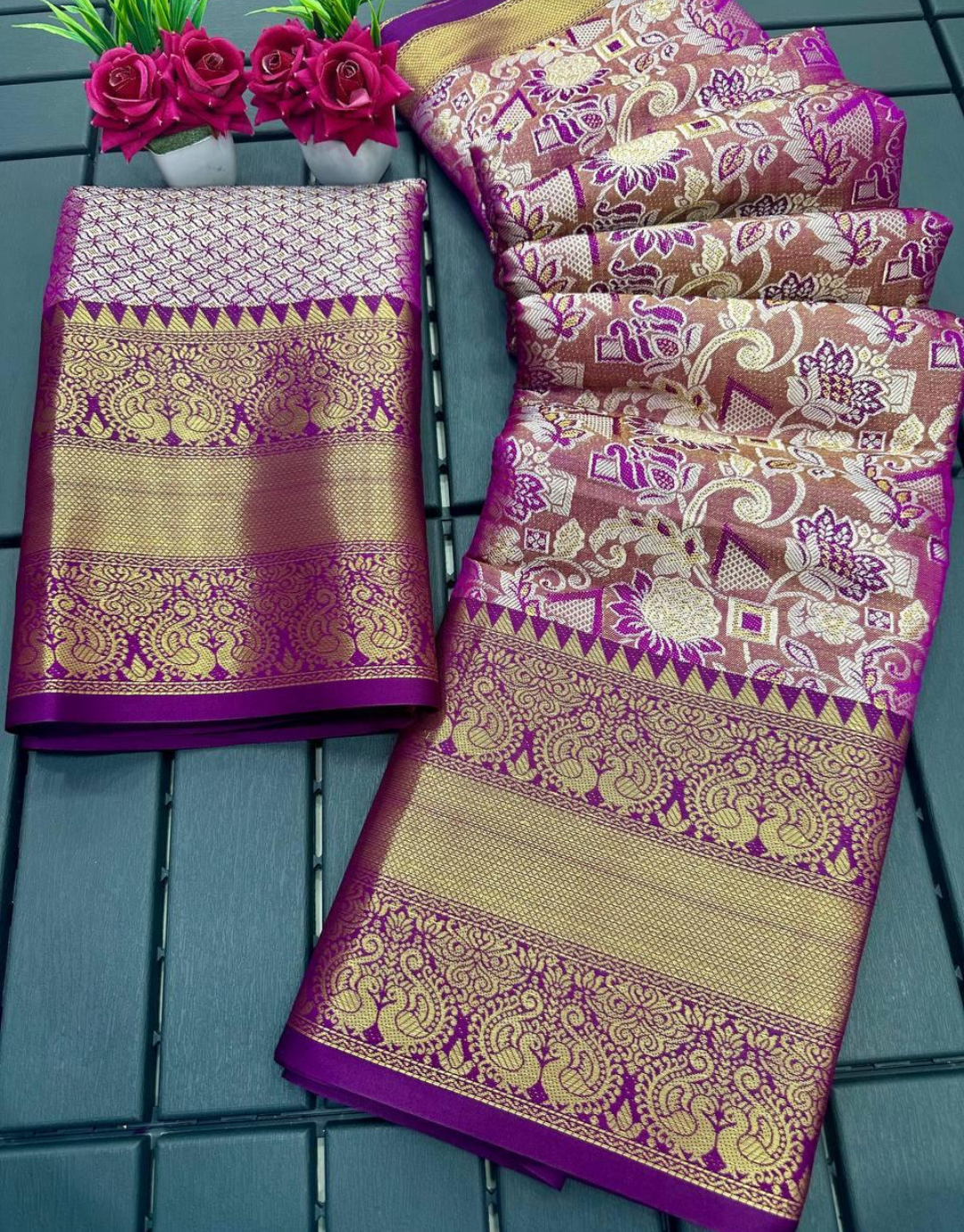 Umika Purple Kanchipuram Saree