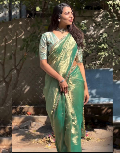 Somya LeafGreen Jimmy Chu Silk Saree