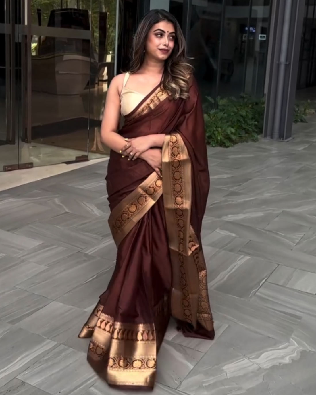 Chocolate Glow - Banarasi Silk Saree