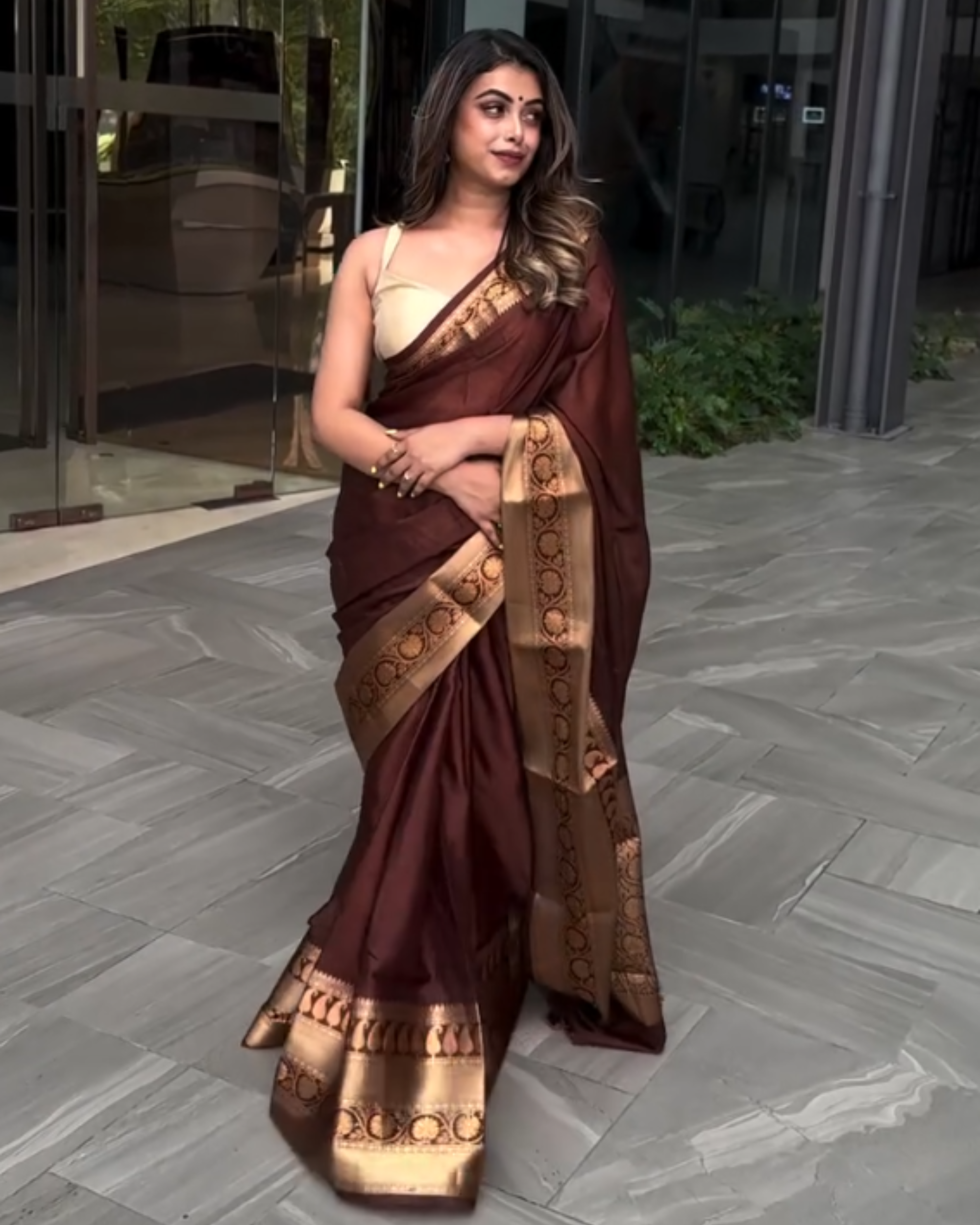 Chocolate Glow - Banarasi Silk Saree