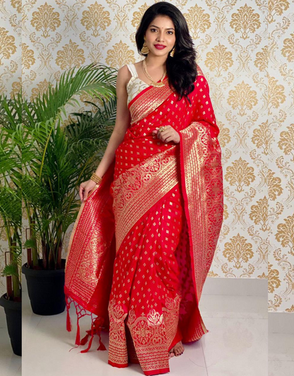 Ragini Red Banarasi Silk Saree