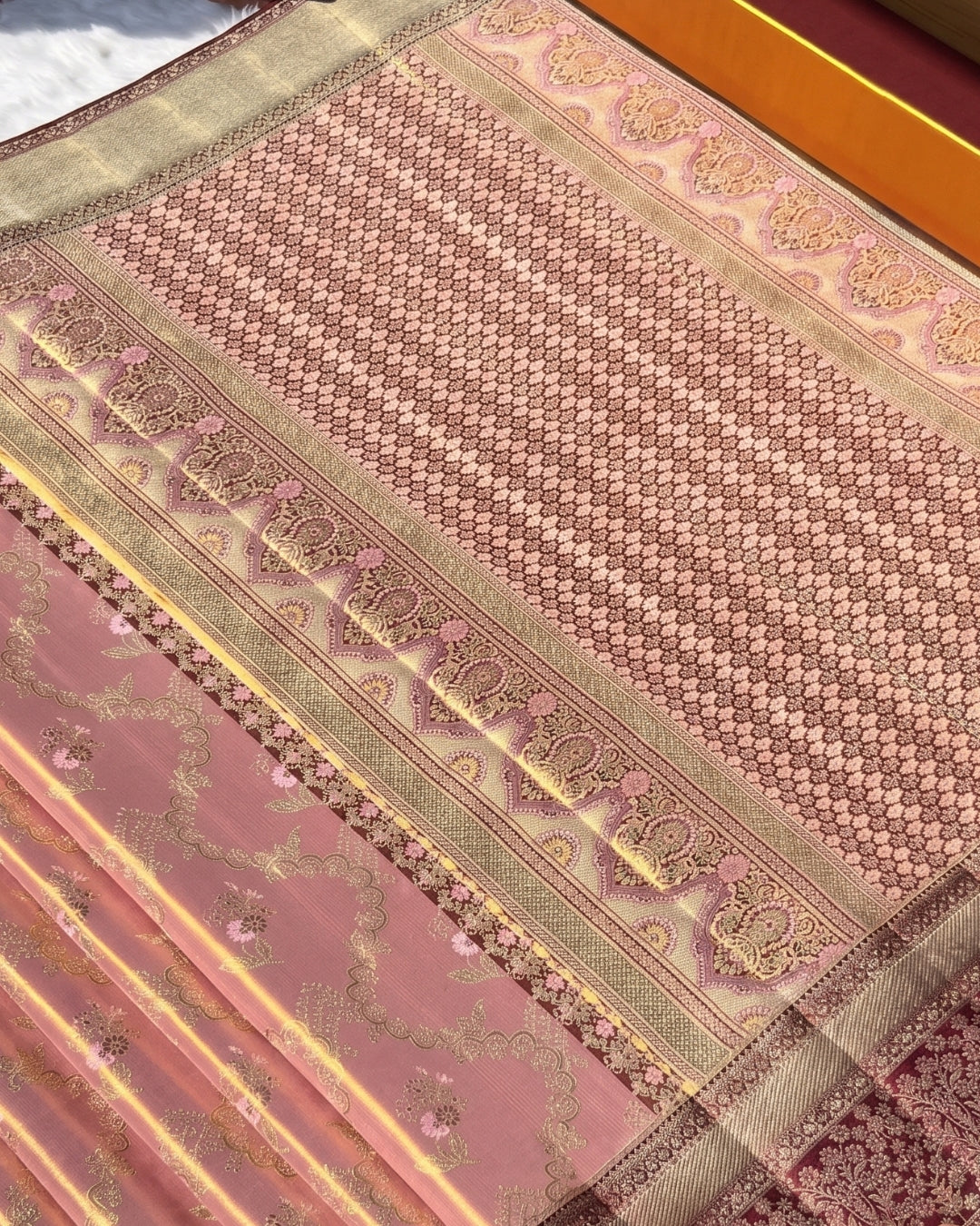 Tarunika - Pink Heritage Zari Drape Saree