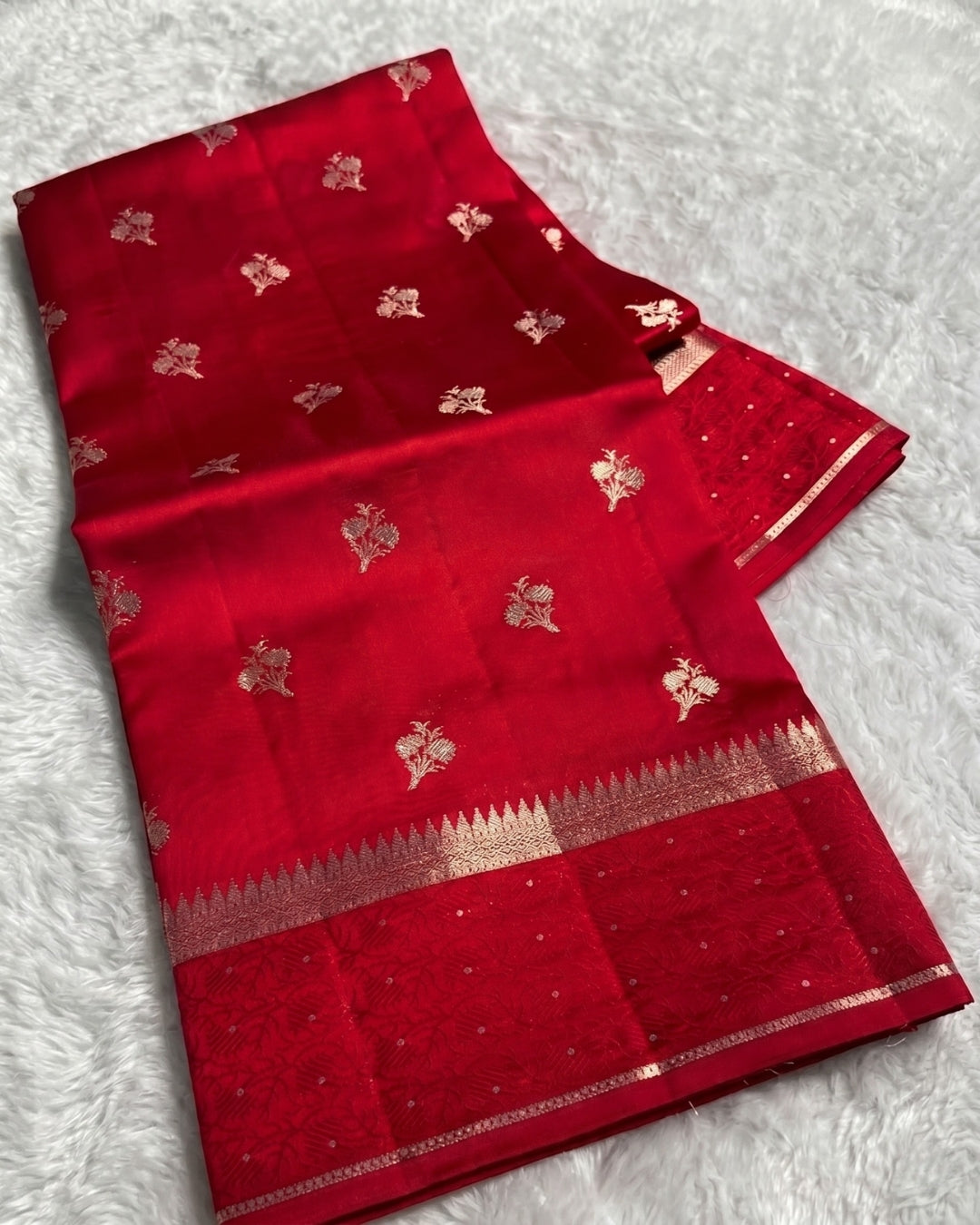 Iraaya - Red Crimson Heritage Zari Saree