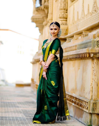 Seema Dark Green Kanchipuram Saree