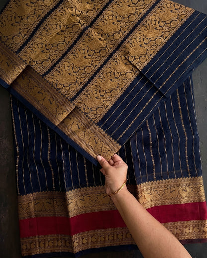 Varnika - Royal Navy Banarasi Border Saree