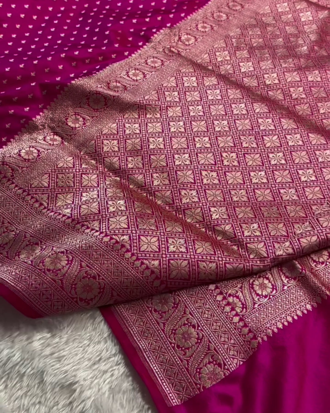 Anisha - Royal Pink Silver Zari Banarasi Saree