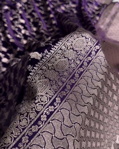 Aadhya - Royal Purple Banarasi Silk Saree