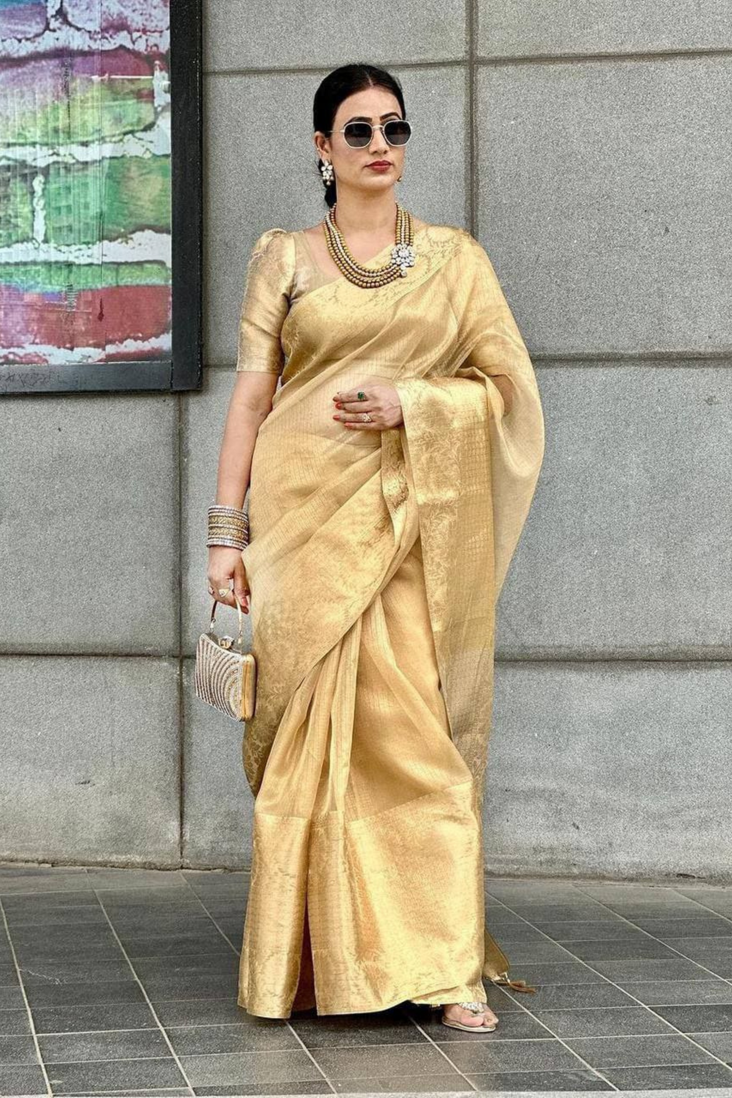 Champagne Dream - Tissue Sof Silk Saree