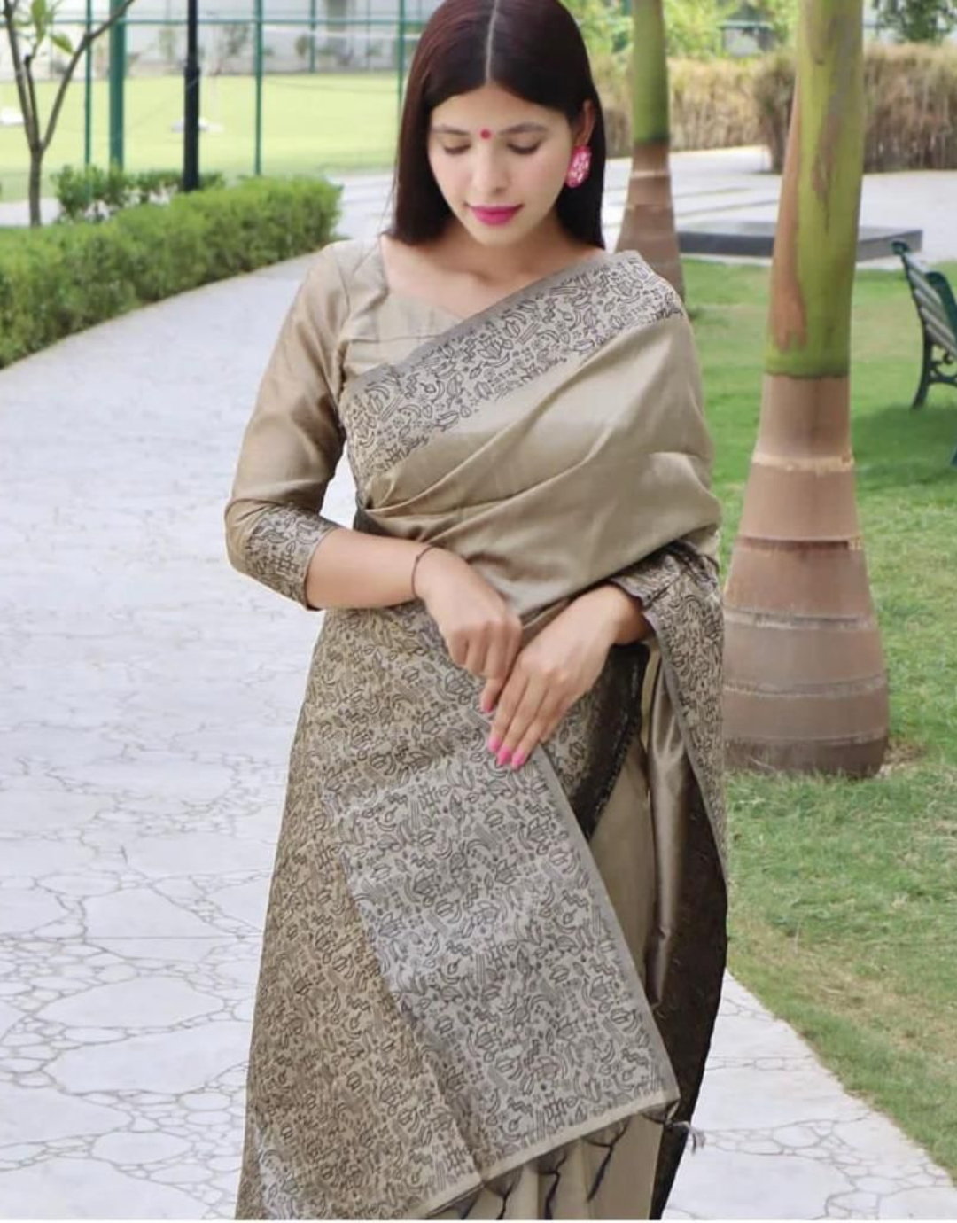 Nimrit Grey Banarasi Silk Saree