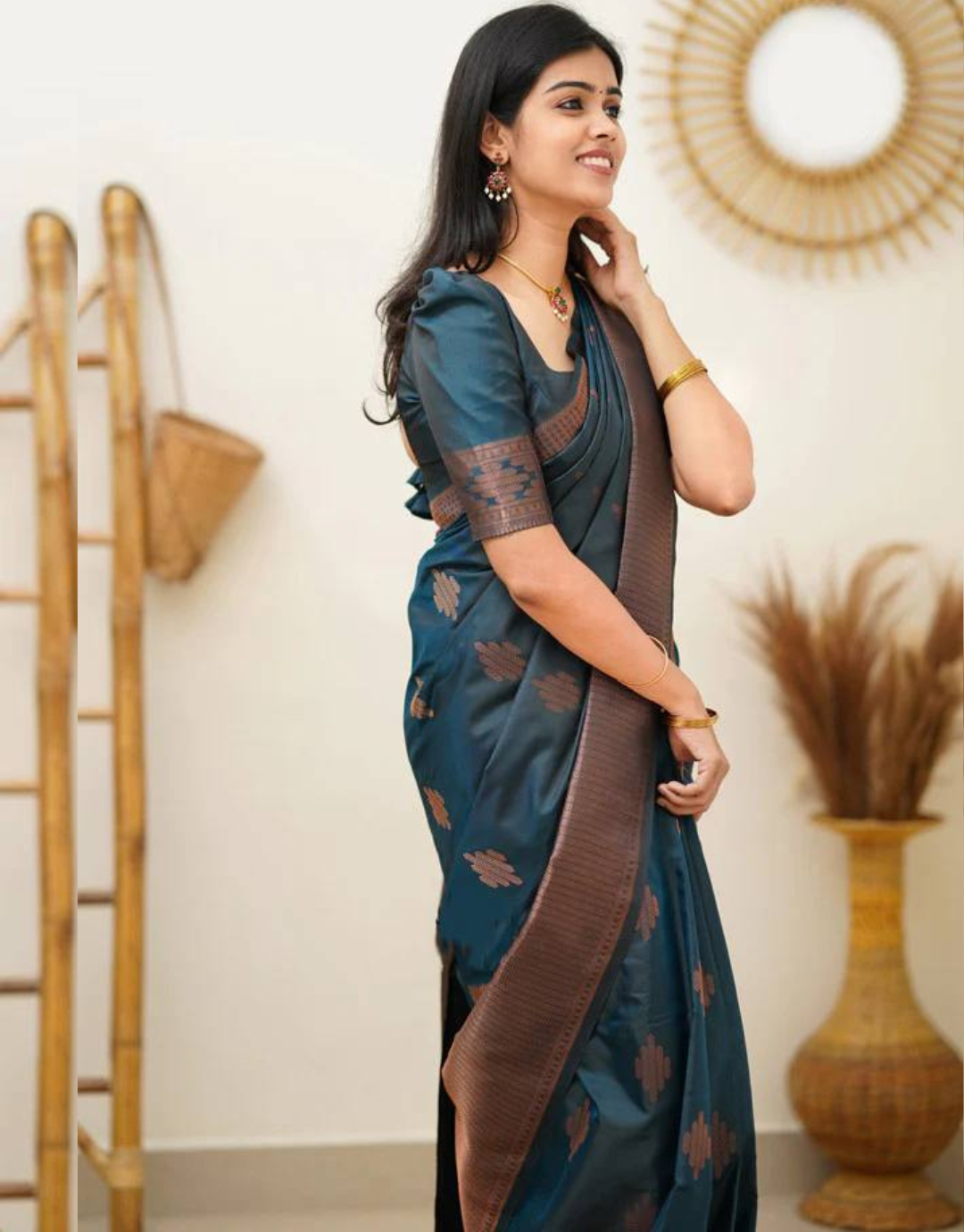 Maruti Casal Blue Soft Silk Saree With Adorable Blouse Piece