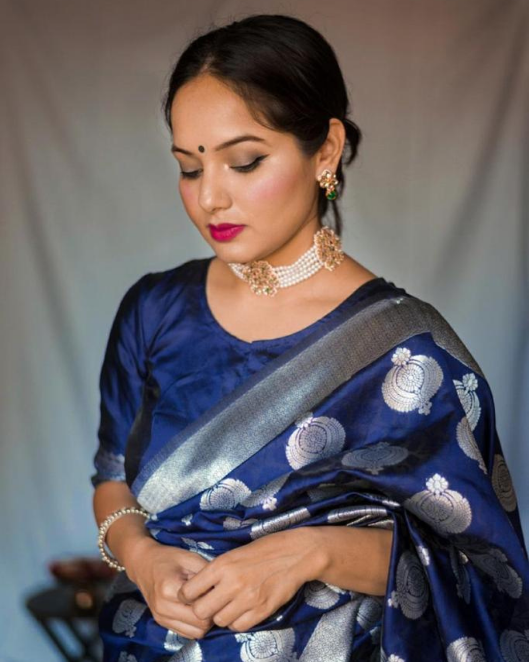 Prabhutha NavuBlue Banarasi Soft Silk Saree