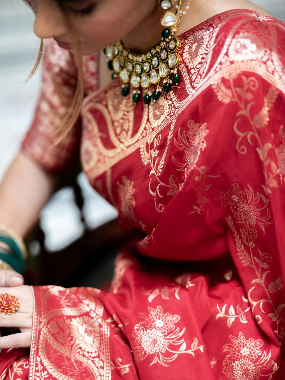 Hema Red Banarasi Silk Saree